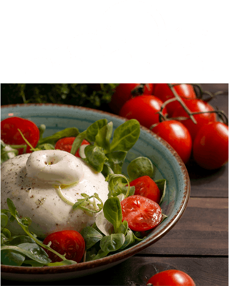 Burrata with   tomatoes and basil