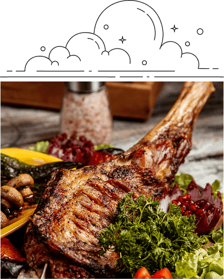 Grilled or roasted lamb  with herbs