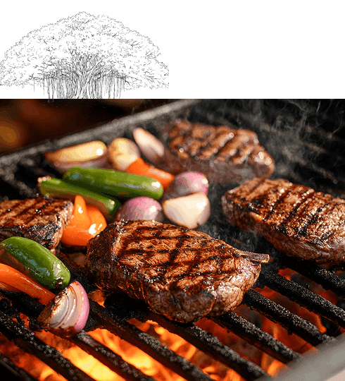 Barbecue preprations with smoky, charred flavours