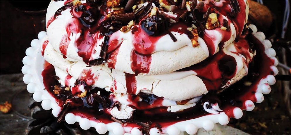 Christmas special: Black Forest Pavlova with wine infused cherries
